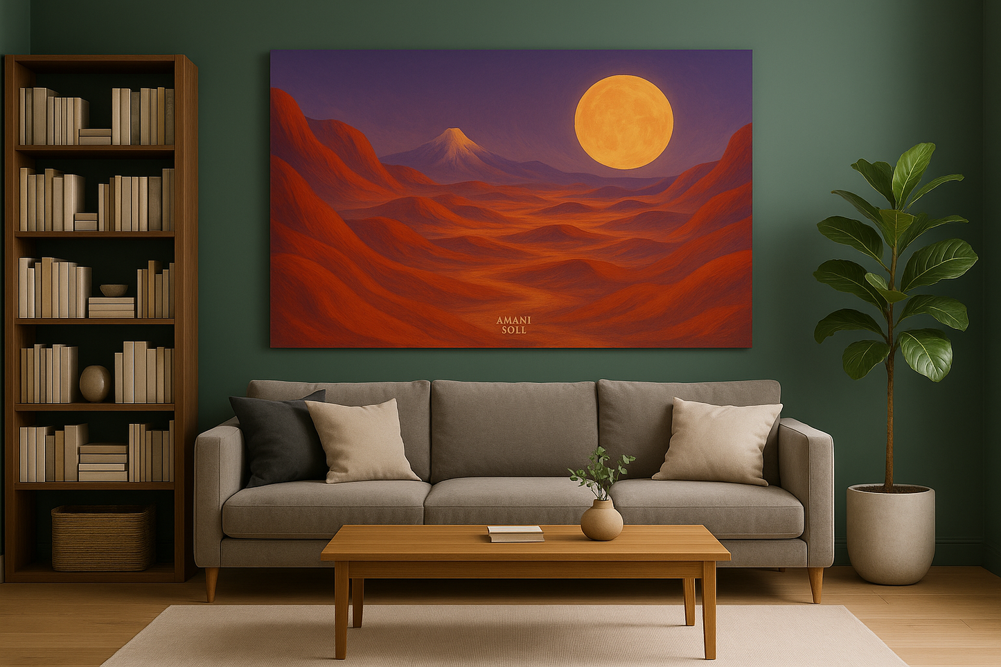 Moon over the Red Valley (Landscape) | Luna del Valle Rojo (Horizontal) - Printable art